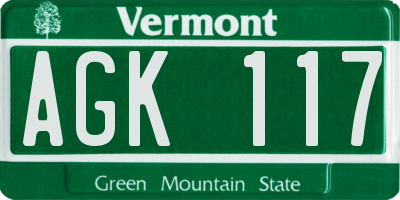 VT license plate AGK117