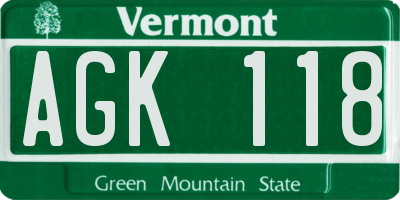 VT license plate AGK118