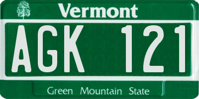 VT license plate AGK121