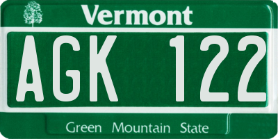 VT license plate AGK122