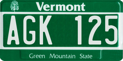 VT license plate AGK125