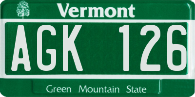 VT license plate AGK126