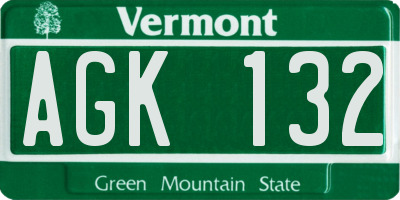 VT license plate AGK132