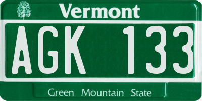 VT license plate AGK133