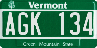VT license plate AGK134