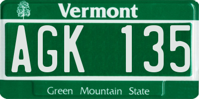 VT license plate AGK135