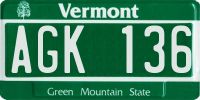 VT license plate AGK136