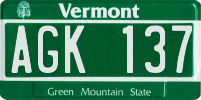 VT license plate AGK137