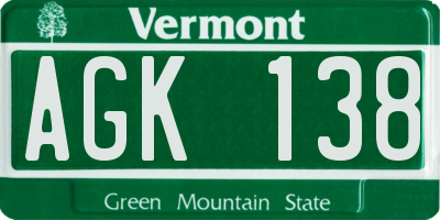 VT license plate AGK138