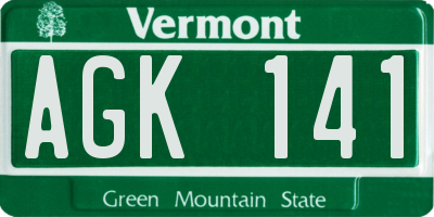VT license plate AGK141