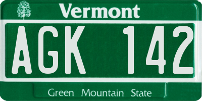 VT license plate AGK142