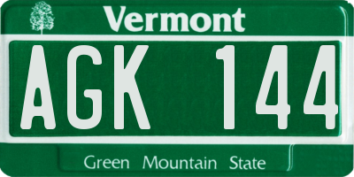 VT license plate AGK144