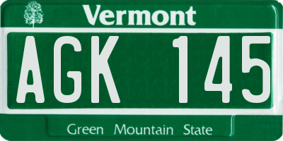 VT license plate AGK145
