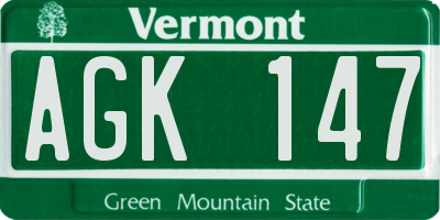 VT license plate AGK147