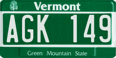 VT license plate AGK149