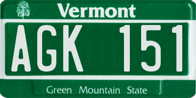 VT license plate AGK151