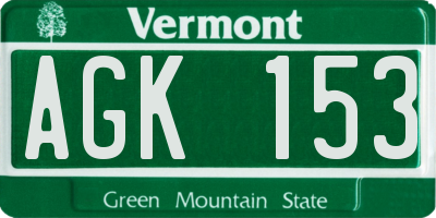 VT license plate AGK153