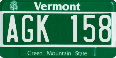 VT license plate AGK158