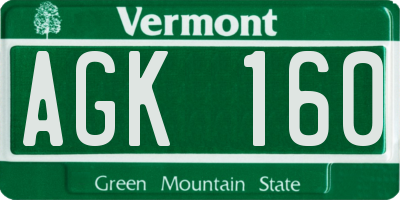 VT license plate AGK160