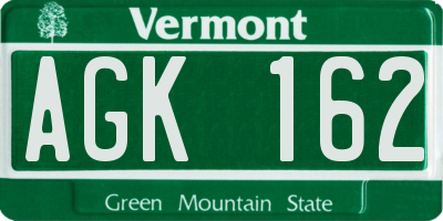 VT license plate AGK162