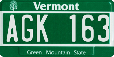 VT license plate AGK163