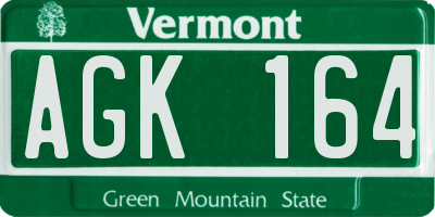 VT license plate AGK164