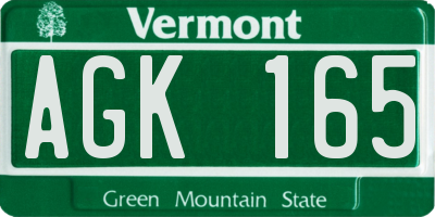 VT license plate AGK165
