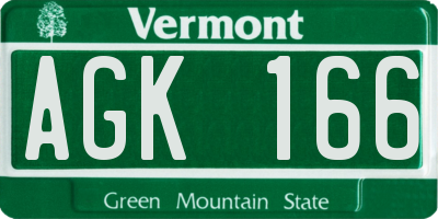 VT license plate AGK166