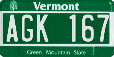 VT license plate AGK167