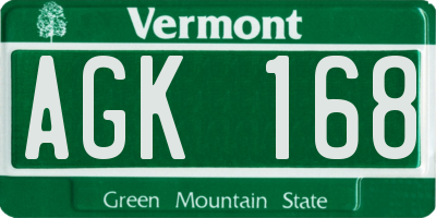 VT license plate AGK168