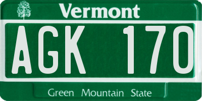 VT license plate AGK170