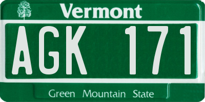 VT license plate AGK171