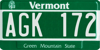 VT license plate AGK172