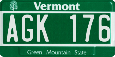 VT license plate AGK176