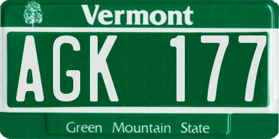 VT license plate AGK177