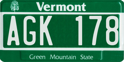 VT license plate AGK178