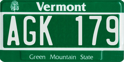 VT license plate AGK179