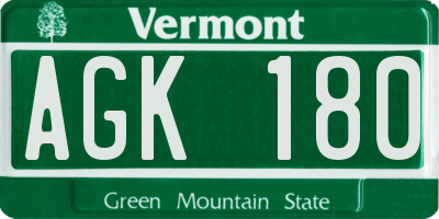 VT license plate AGK180