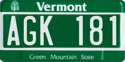VT license plate AGK181