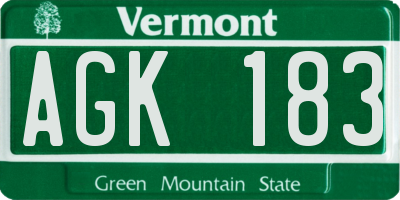 VT license plate AGK183