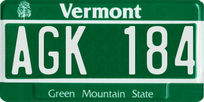 VT license plate AGK184