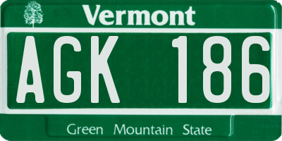 VT license plate AGK186