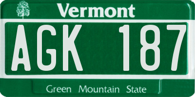 VT license plate AGK187