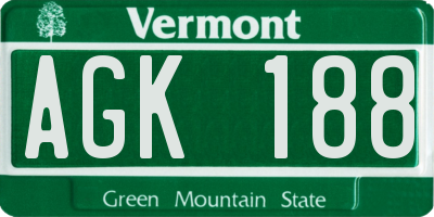 VT license plate AGK188