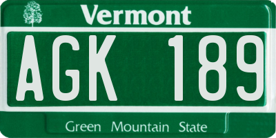 VT license plate AGK189