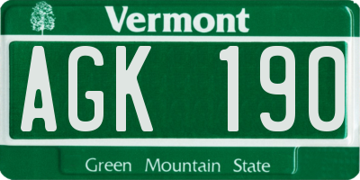 VT license plate AGK190