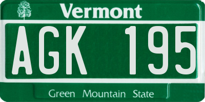VT license plate AGK195