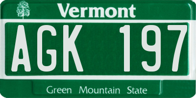 VT license plate AGK197