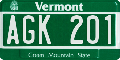 VT license plate AGK201
