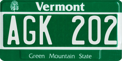 VT license plate AGK202